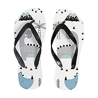 Vantaso Slim Flip Flops for Women Blue White Dino Yoga Mat Thong Sandals Casual Slippers