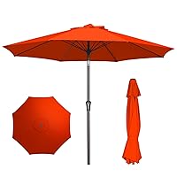 PatioKingdom 9FT Patio Umbrella Outdoor Market Umbrella with Push Button Tilt and Crank, Table Umbrella 8 Sturdy Fiberglass Ribs UV Protection Waterproof for Garden, Pool, Deck, Yard