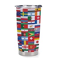 World Flag Insulated Coffee Tumbler Cup 20 Oz Travel Mug with Lid Car Tumblers for Home Outdoor