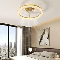 Chandelieres Crystal Fan Ceiling Light Modern Simple Bedroom Dining Room Ceiling Light with Fans Nordic Household Silent Invisible Light Quiet Timing Fan Chandelier Interesting Life/Gold