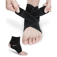 Ankle Support Brace, Adjustable Ankle Brace Wrap Strap for Achilles Tendonitis Support, Ligament Damage, Sports Protect, Plantar Fasciitis support, Injury Recovery, One Size for Men Women