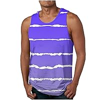 Men Workout Tank Tops Striped Contrast Sleeveless Tshirts Fashion Loose Summer Beach Tee Shirt Casual Basic Tanks