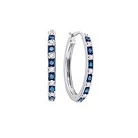 Mediterranean Blue Diamonds® Silver Hoop Earrings 1/4 Ctw.