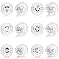 Sterling Silver Locking Secure Earring Backs for Studs, Silicone Earring Backs Replacements for Studs/Droopy Ears, No-Irritate Hypoallergenice Earring Backs for Adults&Kids (Silver)