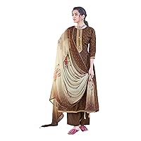 Dark Brown Festival Wear Indian Muslim Women Upada Silk Straight Palazo Salwar Kameez Bollywood Dress 1488