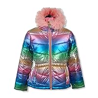 Rothschild Girls' Shimmer Faux-Fur Anorak Jacket - rainbow, 3t