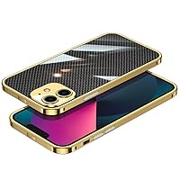 Stainless Steel Metal Phone Case for iPhone 14 13 12 11 Pro Max 14Plus Luxury Rear Cover Phone Frame,Gold,for iPhone 14 Plus