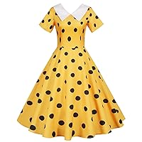 Women's Vintage Polka Dots Flared A-Line Swing Party Dresses 1950 Retro Audrey Hepburn Style Rockabilly Prom Dress
