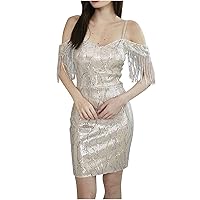 Women's Sequin Glitter Cocktail Party Dress Sparkly Sleeveless Mini Dress Elegant Evening Dress Prom Dresses Clubwear