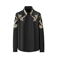 Autumn Luxury Embroidery Shirt Men Long Sleeve Slim Fit Casual Business Shirts Social Party Banquet Tuxedo Blouse