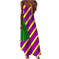 Women Spaghetti Strap Sundress Casual Summer Long Maxi Dress V Neck Sexy Boho Dresses 2024 Trendy Beach Clothes