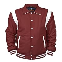 Men's Varsity Jacket Collard Wool Blend Letterman Real Leather Vintage Varsity Jackets XXS-5XL