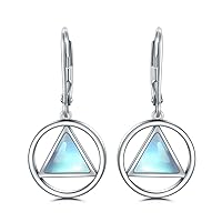 VONALA AA Earrings for Women Sterling Silver Anonymous Recovery Moonstone Dangle Drop Earrings Sobriety Jewelry Gift for Celebrate Alcoholics Anonymous Sober Women