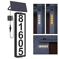 Solar Address Sign with Separate Solar Panel, House Numbers for Outside Light Up, Vertical/Horizontal Solar House Number Sign for Outdoor, 3-Color in 1 Waterproof lighted Address Plaques
