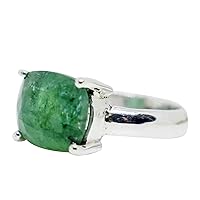 Emerald Ring for Women 925 Sterling Silver Ring Boho Ring Natural Genuine Real Green Stone Ring Statement Ring Handmade Ring