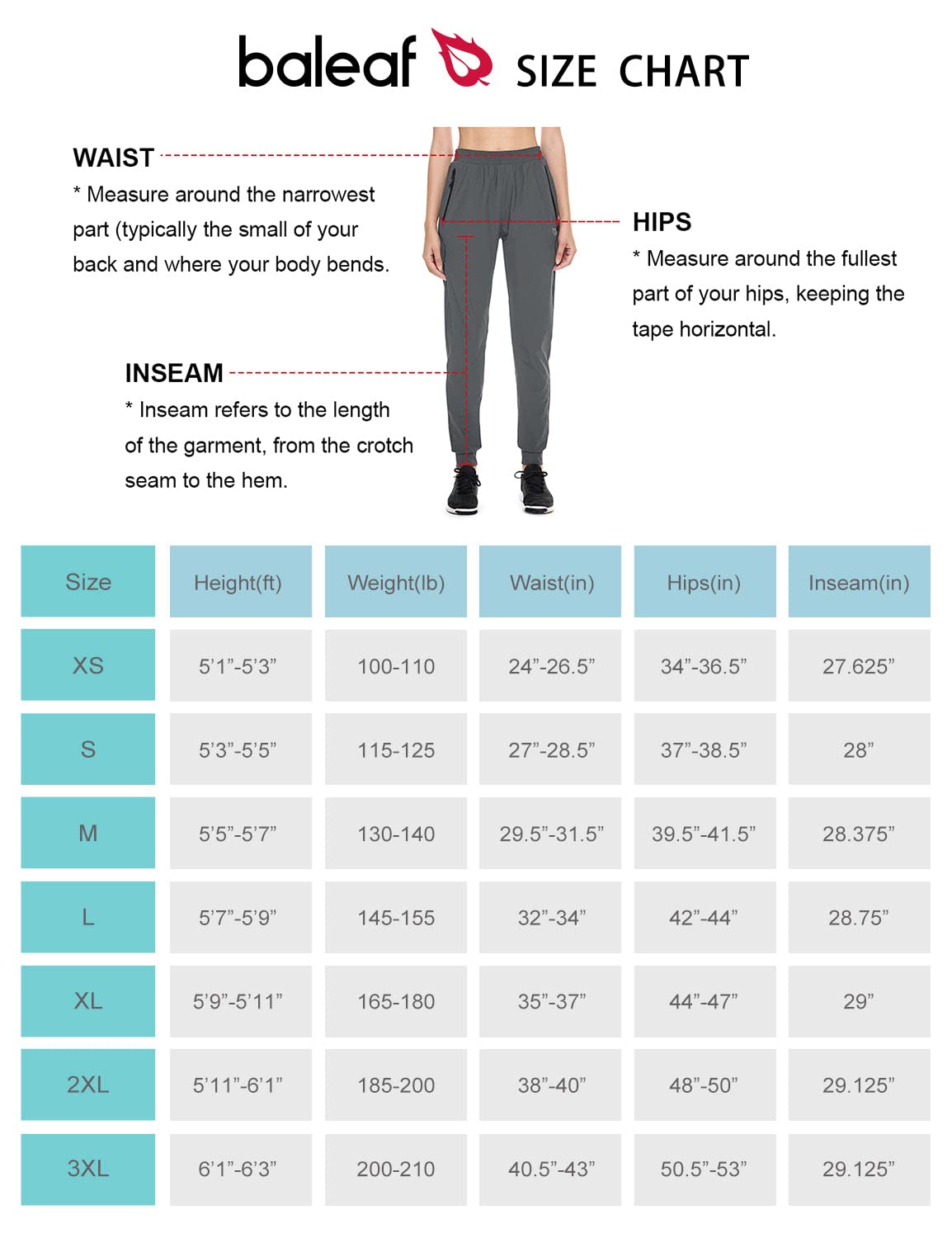 BALEAF Women's Hiking Pants Joggers Workout Athletic Lightweight Quick Dry Zipper Pockets