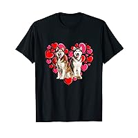 Husky Couple Valentine Heart Funny Valentines Day Dog T-Shirt
