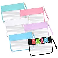 6 Pieces Clear Makeup Bags Flat Preppy Clear Zipper Pouches DIY Clear Cosmetic Bags with Zipper Transparent PVC Waterproof Snack Bag Travel Clear Toiletry Bag for Women (Multicolor)
