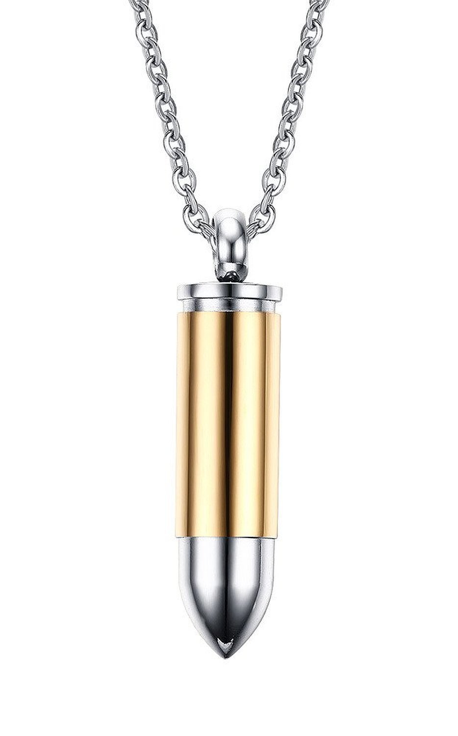 Stainless Steel Polished Bullet Urn Pendant Necklace Memorial Ash Keepsake Cremation Jewelry