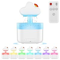 HOTBEST Rain Cloud Humidifier Water Drip, 2 in 1 Rain Cloud Diffuser, 500ml Rain Drop Humidifier, 7 Colorful Mushroom Aromatherapy Essential Oil Diffuser for Bedroom and Desk