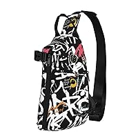 Graffiti Sling Backpack Graffiti Gifts Crossbody Bag For Women Men Sling Bag Travel Hiking Chest Bag Unisex