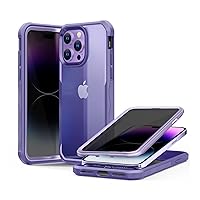 Privacy Case Compatible with iPhone 14 Pro Max, Anti Peep Case with 9H Glass Privacy Screen Protector, 100% Screen Sensitivity & Full Body Protection, Compatible with MagSafe&Wireless Charger-Purple