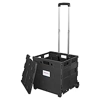 Mobile Folding Cart With Lid, 16in.H x 18in.W x 15in.D, Black, 50801