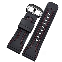 WatchBands for Seven Friday Rubber Watch Strap Egler Waterproof Watch Band Sevenfriday P Series Yp3c/02 (Color : Black red-Black, Size : 28mm)