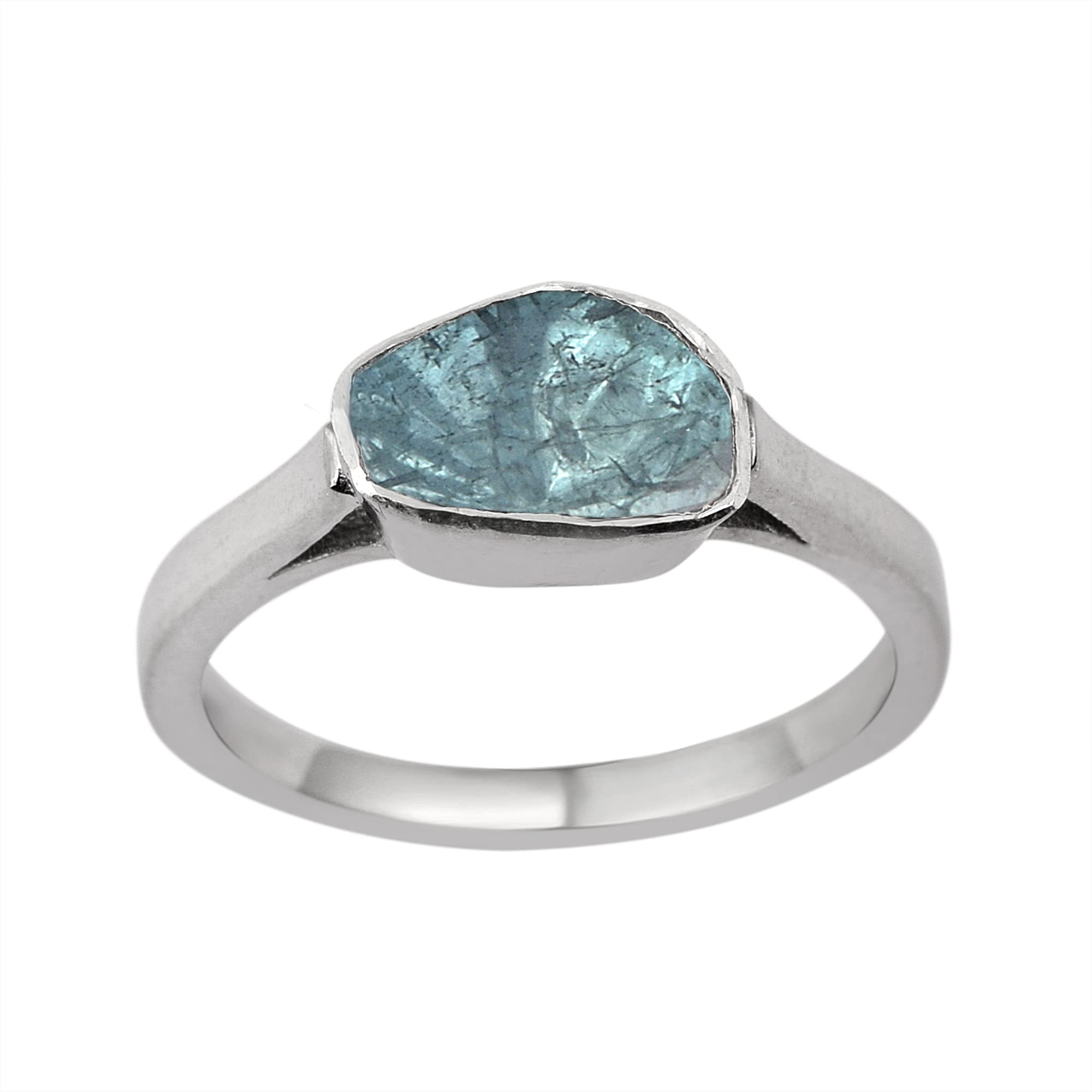 MOONEYE 0.50 CTW Natural Blue Diamond Polki Solitaire Handmade Women Ring, 925 Sterling Silver Ring White Gold Plated