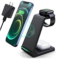 Wireless Charging Station, 3 in 1 Fast Charging Station, Wireless Charger for iPhone 13/12/11 Pro Max/X/Xs Max/8/8 Plus, AirPods 3/2/Pro, iWatch Series 7/6/5/SE/4/3/2 and Samsung Phones
