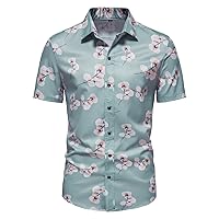 Holiday Hawaiian Shirts Men Mens Lightweight Tshirt XXL Button Down Shirts for Men Crew Neck Short Sleeve T Shirt