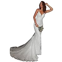 Mermaid Plus Size Wedding Dresses Women Lace Appliques Backless Wedding Gown
