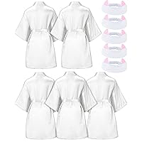 10 Pack Spa Robes for Girls Party Slumber Party Favors Birthday Squad Robes DIY Silk Satin Bathrobes with Headband