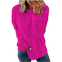 Long Sleeve Shirts for Women Fall Crewneck Plus Size Blouses Solid Lightweight Casual Pullover Sweatshirts 2023
