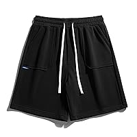 Men's Shorts Casual Elastic Waist Drawstring Summer Beach Shorts Loose Breathable Outdoor Shorts Workout Running Short