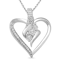 Amazon Essentials Diamond 3 Stone Pendant Necklace (1/4 cttw), 18
