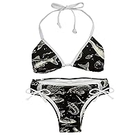 Bikinis Sets for Women, Two Piece Swimsuit for Women, Womens Bikinis, Squid Tuna Shrimp Ocean Animal