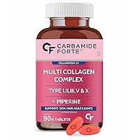 Hydrolyzed Multi Collagen, 90 Tablets |Peptide with All 5 Types of Collagen Including Type I, II, III, V & X Collagen Powder
