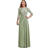 CSYPJYT Mother of The Bride Dresses Elegant Women's Lace Chiffon Floor Length Dress Half Sleeve Formal Occasions