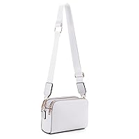 EVVE Crossbody Bags for Women Trendy Triple Zip Small Crossbody Camera Bag Purse with Wide Guitar Strap