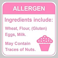 Allergy Sticker for Cake,1.5 inch 300pcs Pink Allergen Labels for Bakery