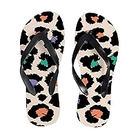 Vantaso Slim Flip Flops for Women Colorful Leopard Animal Print Yoga Mat Thong Sandals Casual Slippers