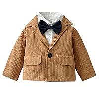 Boys' Corduroy Suit Blazer One Button Coat with Notch Lapel for Daily Party Dinner