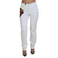 Dolce & Gabbana White Floral Embroidery Skinny Denim Jeans IT42|M
