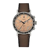 Timex Men's Waterbury Standard 43mm Watch - Brown Strap Rose Gold-Tone Dial Silver-Tone Case