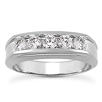 1.00 ct Men's Round Cut Diamond Wedding Band Ring in Platinum