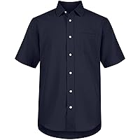 Nautica Boys' School Uniform Short Sleeve Button-Down Oxford Shirt, Chest Pocket, Breathable Fabric