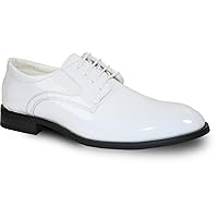 VANGELO Men's Tuxedo Shoes TAB Dress Shoes Oxford Wrinke Free White Patent