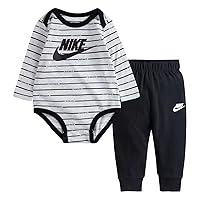 Nike Boy`s Striped Bodysuit & Pants 2 Piece Set (Black(5MH032-023)/G, 3 Months)