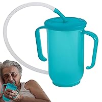 Mugs cup drink patient with straw lid 400 ml sip cup for easy drinking feeder feeder water diet for elderly and disabled